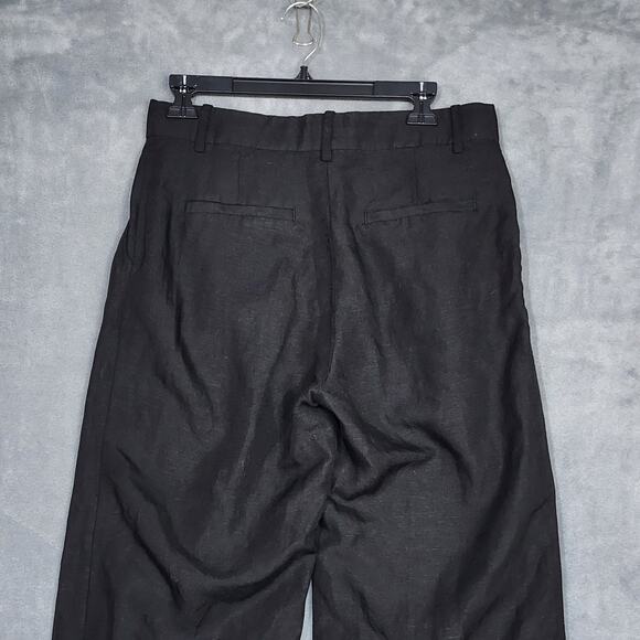 H&M Trouser‎ Pants Wide Leg Linen Blend Size 6 Black - Picture 4 of 9